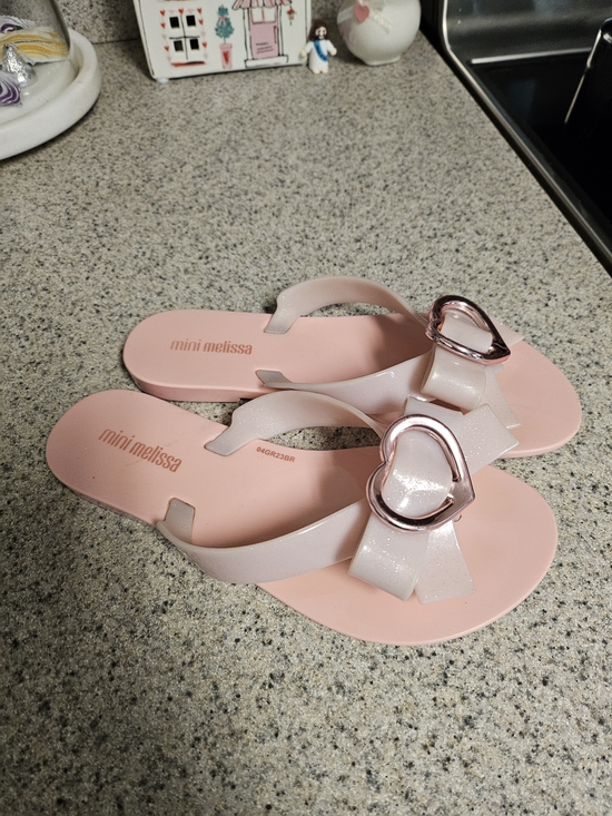Mini Melissa Shoes - Mini Melissa Girls' Pink Heart Bow Jelly Sandals